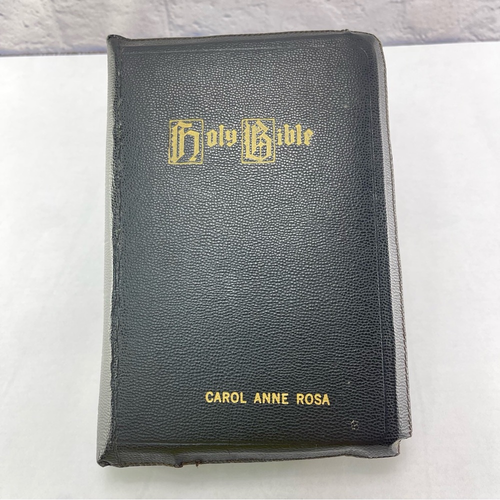 1949 Vintage Zippered Leather Holy Bible by Holman